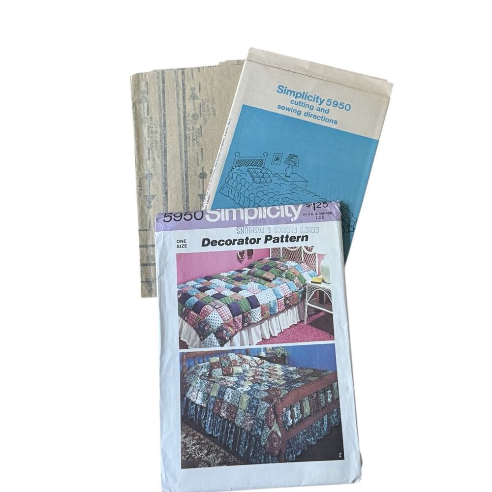 Simplicity Sewing Pattern 5950 Puff Quilt Coverlet‎ Twin Full Beds Pillow UNCUT